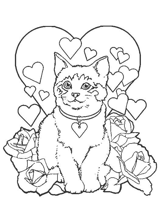 COLORIAGE CHAT COEUR